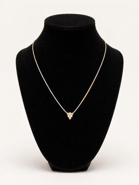 Christian Dior Gold Tone Faux Pearl Flower Pendant Necklace | Vintage Dior